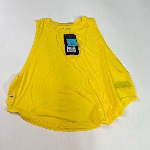 FourLaps Top Womens Large Yellow Solid Sleeveless Curve Tank Top NWT - Picture 1 of 9
